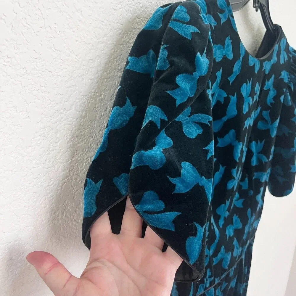 Vintage Lanz Originals Bows Velvet Dress Sz 12